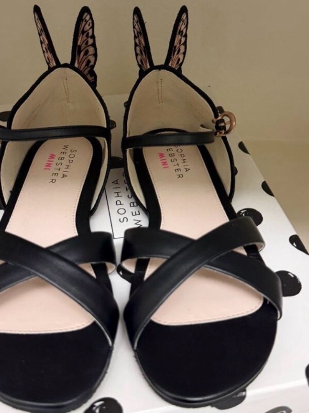 Butterfly Embroidery Sandals in Black & Nude SOPHIA WEBSTER NEW WITH BOX - Picture 2 of 6